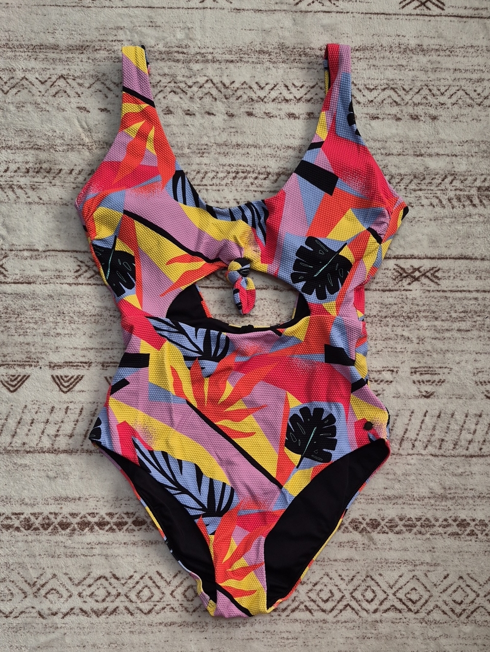 Source Unknown Multicolor Tropical Leaf One-Piece Swimsuit